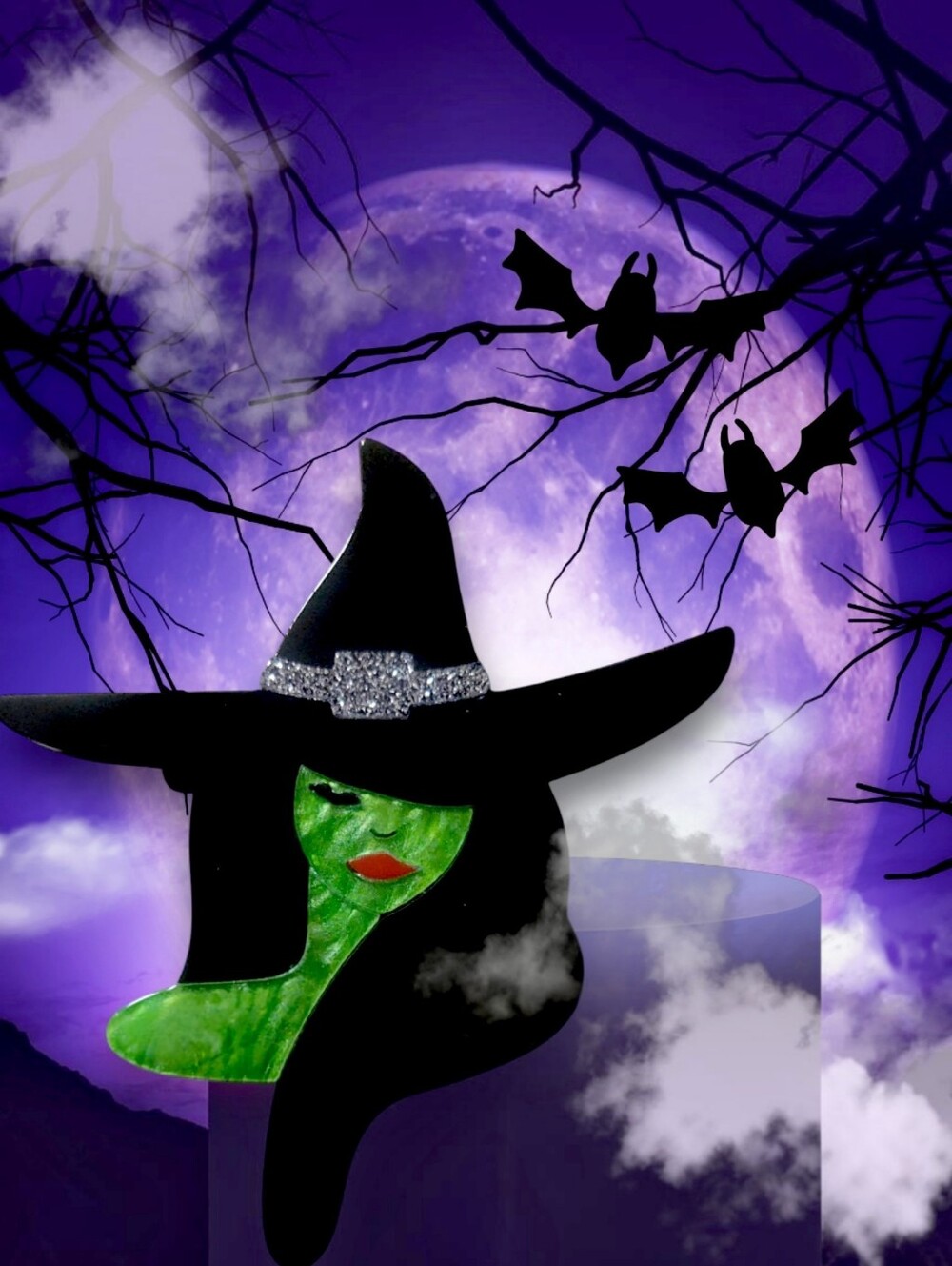 Acrylic Witch Brooch